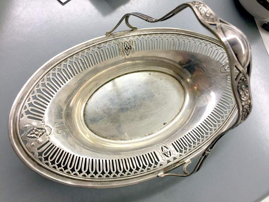 8998 (Sterling, Hollowware) 11" Footed Handled Bread Tray by Watson-1
