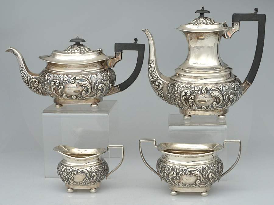 1110 (Sterling, Hollowware) 4 Piece Tea Set (SCP, STP, SCR, SSUO) by William Adams-Sheffield-Birminghan-1
