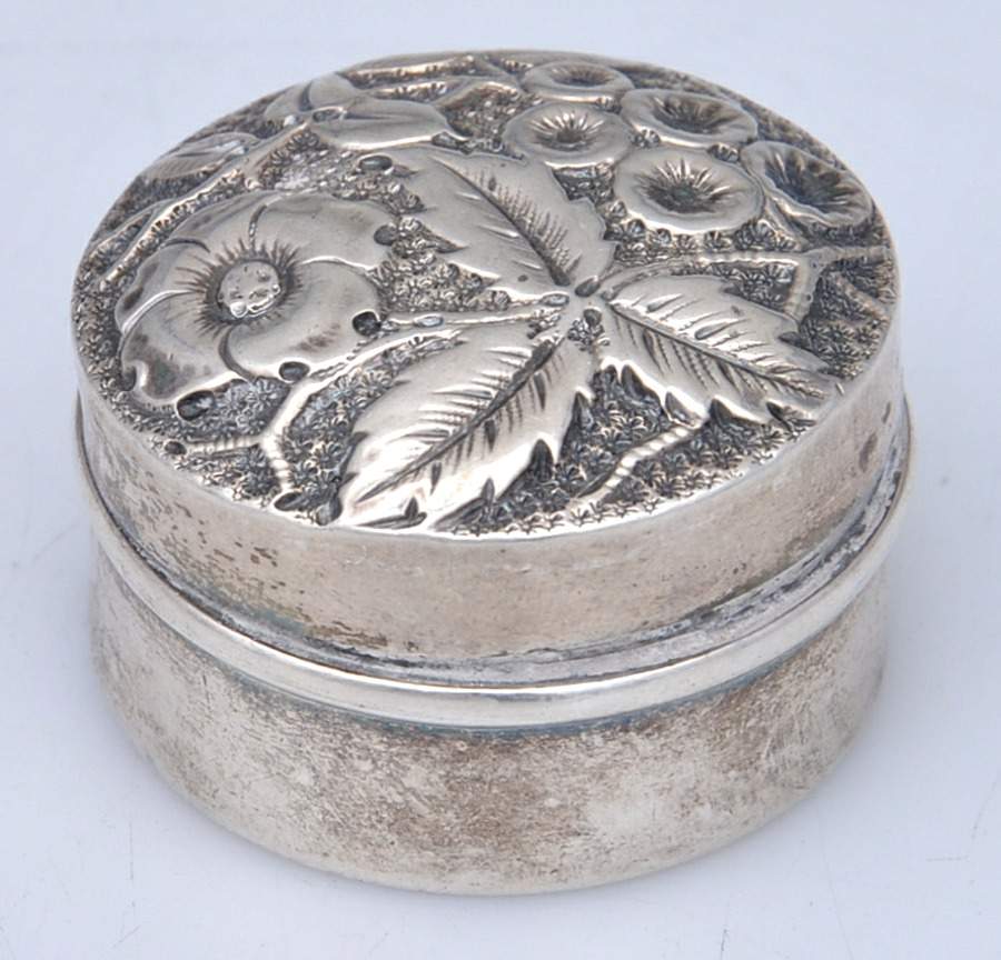 9  (Sterling, Hollowware) Pill Box & Lid by Wm Wilson & Son-1
