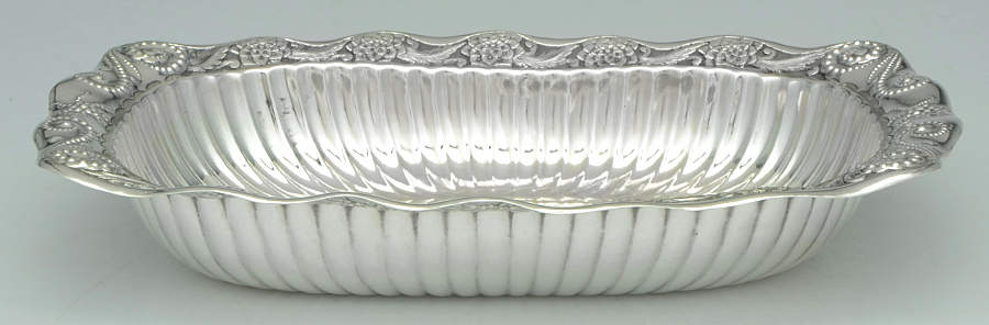 1566-Embossed (Sterling, Hollowware) 11" Rectangular Vegetable Bowl by Whiting Manf Co-1