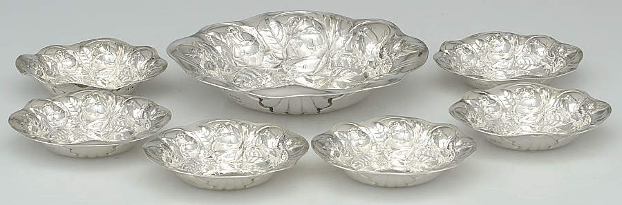 664 (Sterling, Hollowware) 7 Piece Nut Set (1 Master, 6 Individual) by Wallace Silver-1