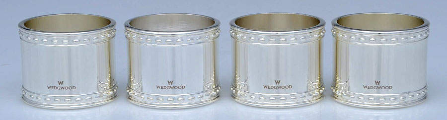 Wish (Silverplate, Hollowware) Napkin Ring - Set of 4 by Wedgwood Silver-1