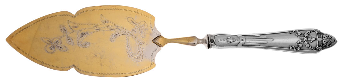 W5G1 (Sterling) Pastry Server with Bright Cut Silverplate Blade by Wilhelm Heinrich Glasenapp-1