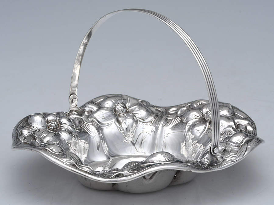 1129 (Sterling, Hollowware) 6" Handled Basket by Wm B Kerr-1