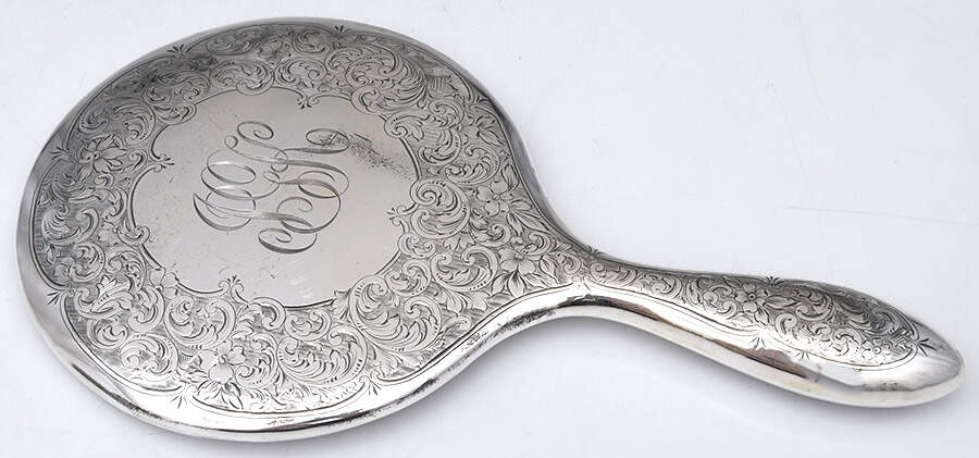 2514 (Sterling, Hollowware) Mirror with Handle by Wm B Kerr-2