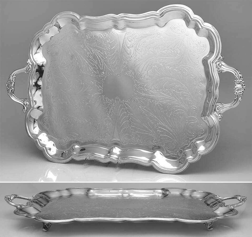 Chippendale (Silverplate, Hollowware, Scalloped) Large Footed Waiter Tray by Wallace Silver-1