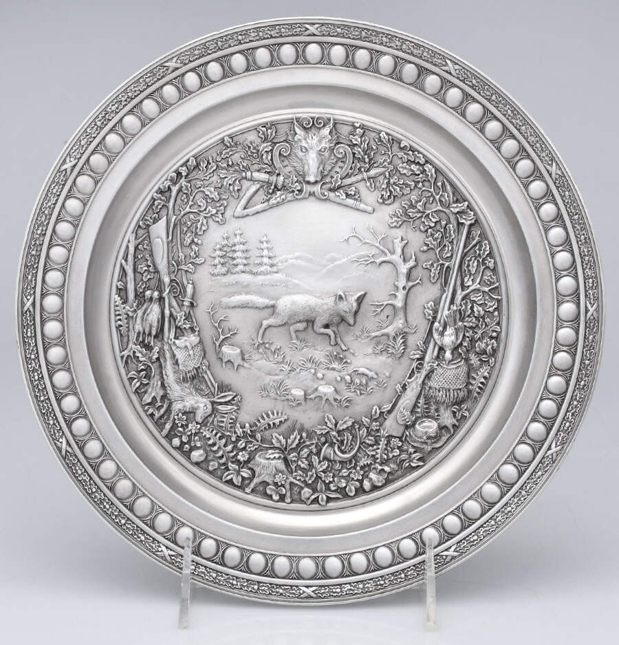 Hunting Scenes (Pewter, Hollowware) Wall Plate by WMF Flatware-1