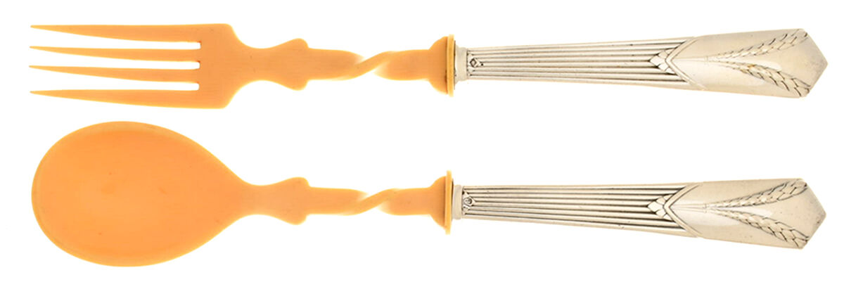 WMF219 (Silverplate) 2-Piece Bakelite Salad Set by WMF Flatware-1