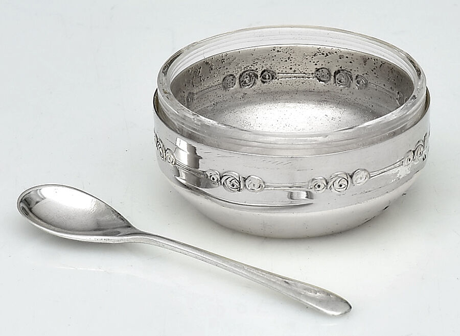 Roses-Roschen (Silverplate) Open Salt Master W/Crystal Liner & Spoon by WMF Flatware-1