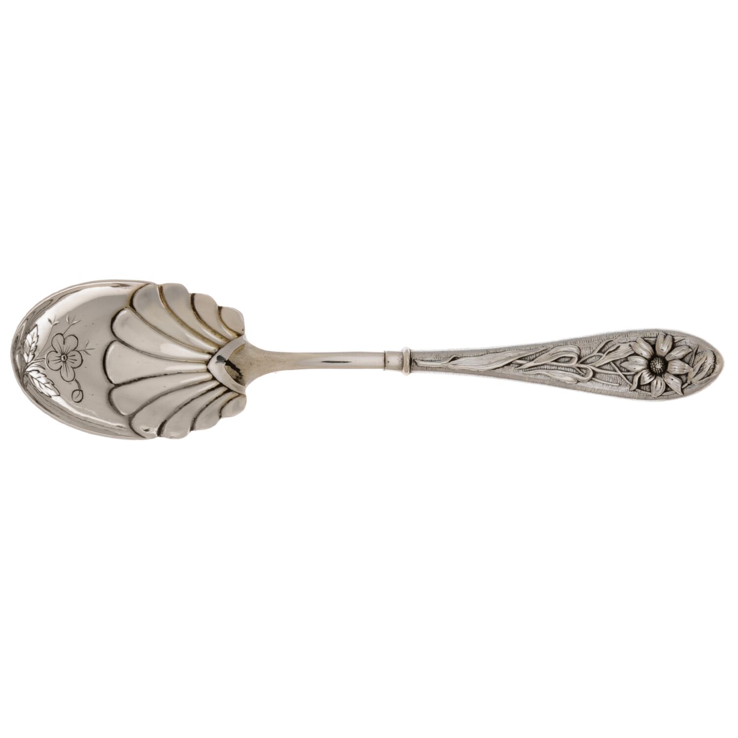 WAS268 (Sterling) Sugar Shell Spoon, Bright Cut by Wallace Silver-1