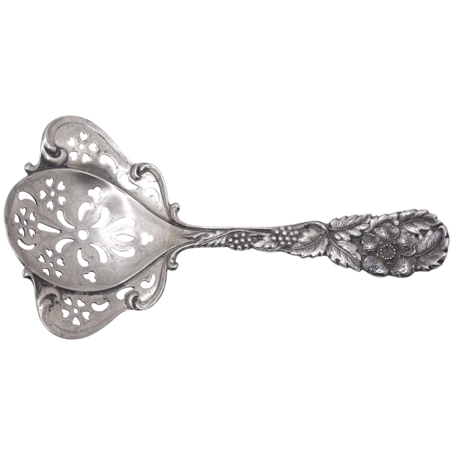 WAS269 (Sterling) Solid Bon Bon Spoon with Pierced Bowl by Wallace Silver-1