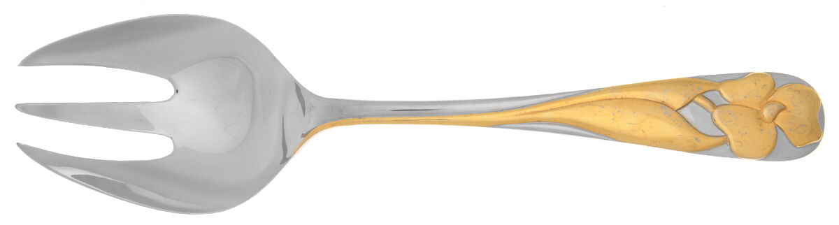 Adena (Stainless, Gold Accent) Solid Serving Fork by Yamazaki-1