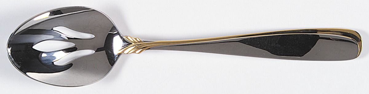 Affair-Gold (Stainless, Gold Accent) Pierced Tablespoon (Serving Spoon) by Yamazaki-1