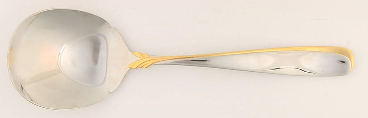 Affair-Gold (Stainless, Gold Accent) Solid Serving Spoon by Yamazaki-1