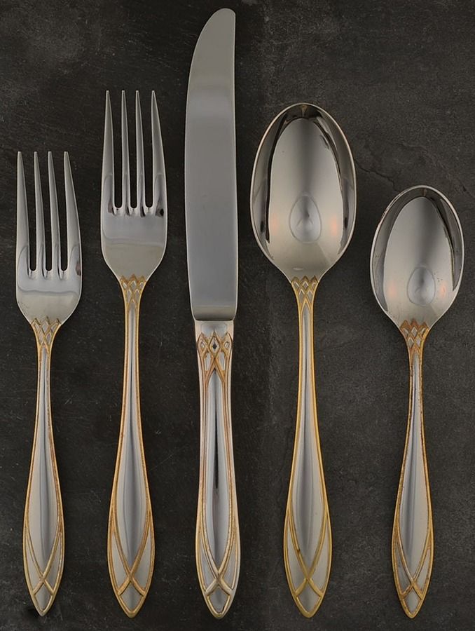 Alexandra (Stainless, Gold Accent) 5 Piece Place Setting by Yamazaki-1