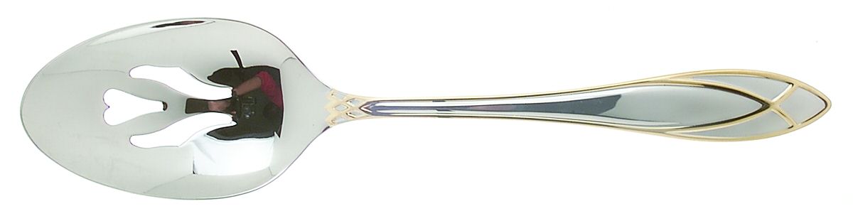 Alexandra (Stainless, Gold Accent) Pierced Tablespoon (Serving Spoon) by Yamazaki-1