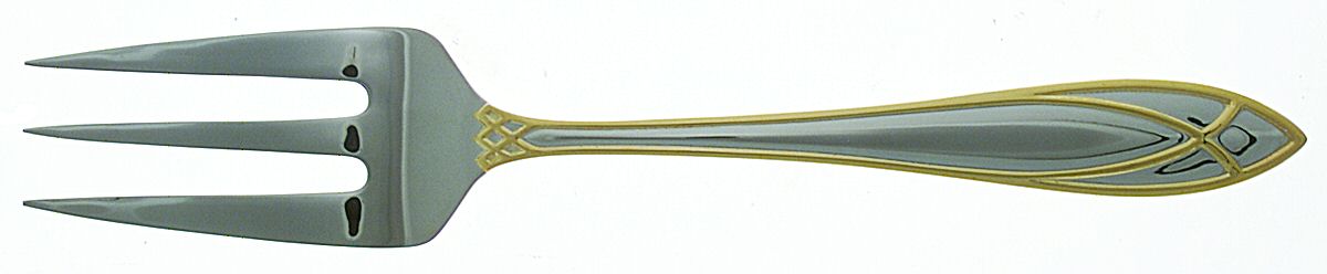 Alexandra (Stainless, Gold Accent) Large Solid Cold Meat Serving Fork by Yamazaki-1