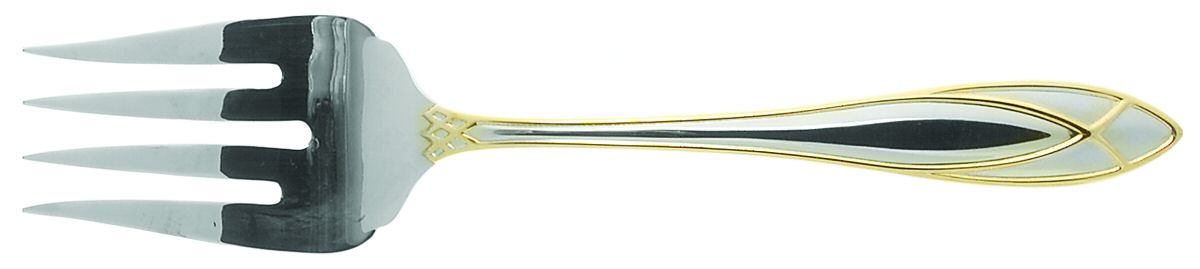 Alexandra (Stainless, Gold Accent) Solid Serving Fork by Yamazaki-1