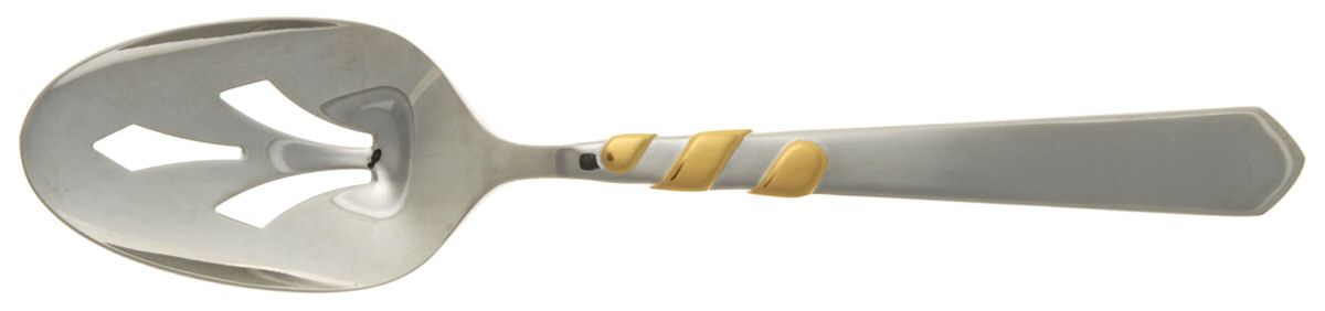 Balteus (Stainless, Gold Accent) Pierced Tablespoon (Serving Spoon) by Yamazaki-1