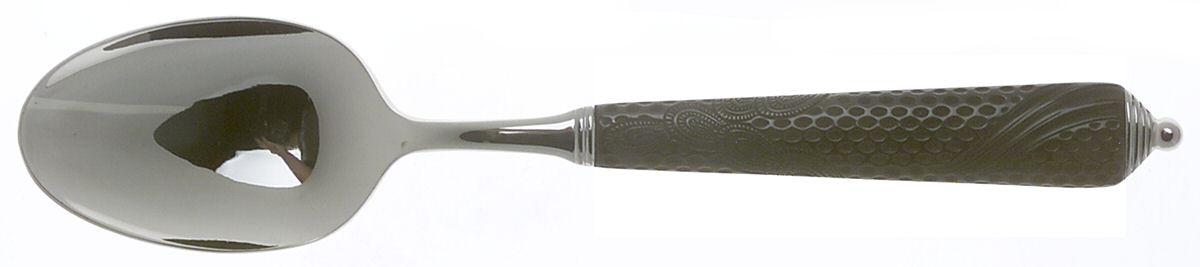 Byzantine (Stainless, Black Handle) Place/Oval Soup Spoon by Yamazaki-1
