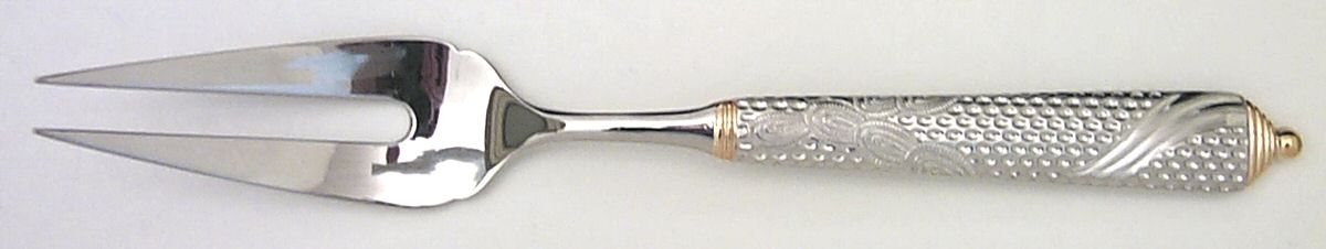 Byzantine (Stainless-Gold Accent) Large Solid Cold Meat Serving Fork by Yamazaki-1