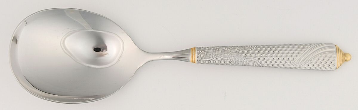 Byzantine (Stainless-Gold Accent) Solid Smooth Casserole Spoon by Yamazaki-1