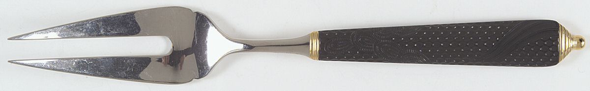 Byzantine-Black-Gold (Stainless, Black, Gold) Large Solid Cold Meat Serving Fork by Yamazaki-1