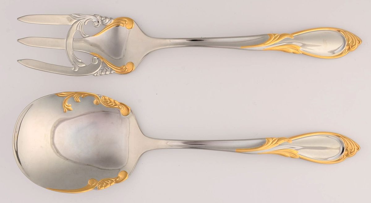 Cache (Stainless-Gold Accent) Solid Serving Set by Yamazaki-1