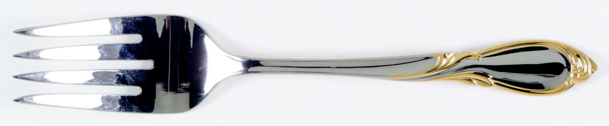 Cache (Stainless-Gold Accent) Large Solid Cold Meat Serving Fork by Yamazaki-1