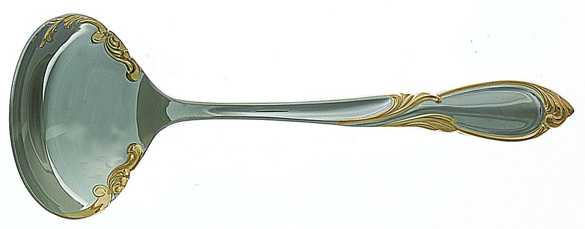 Cache (Stainless-Gold Accent) Solid Gravy Ladle by Yamazaki-1