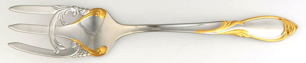 Cache (Stainless-Gold Accent) Solid Serving Fork by Yamazaki-1