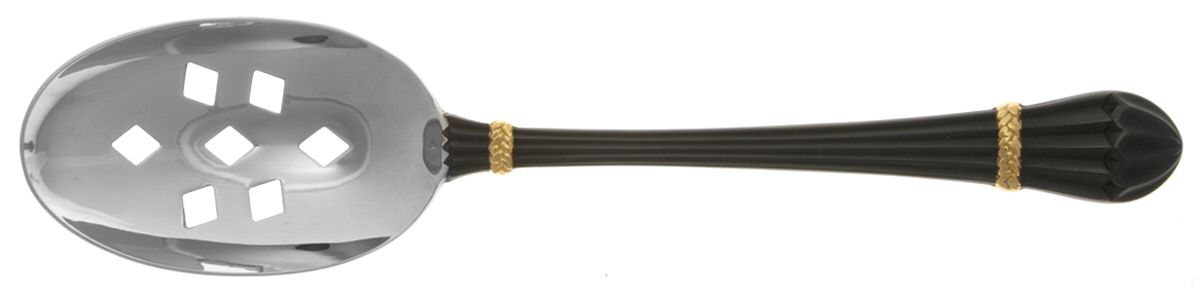 Carouselle-Black (Stainless, Gold Accent) Pierced Tablespoon (Serving Spoon) by Yamazaki-1