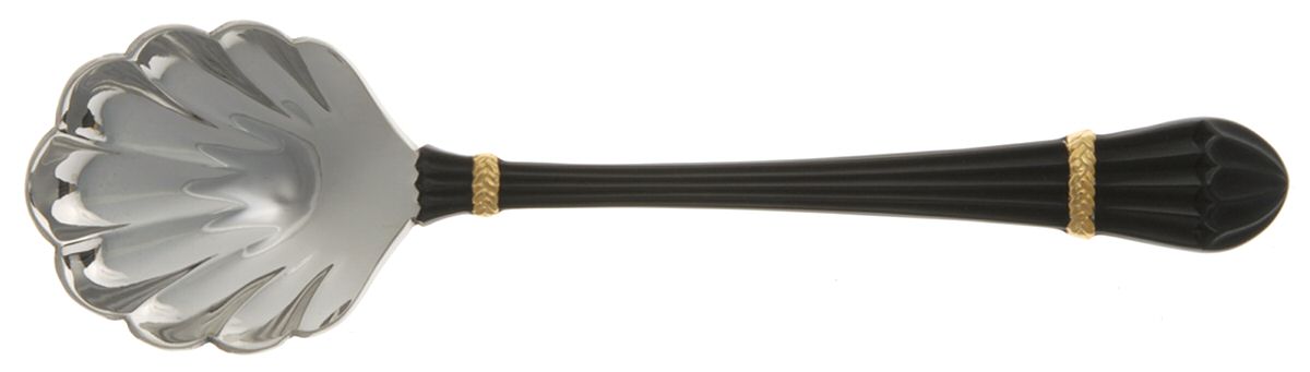 Carouselle-Black (Stainless, Gold Accent) Sugar Shell Spoon by Yamazaki-1