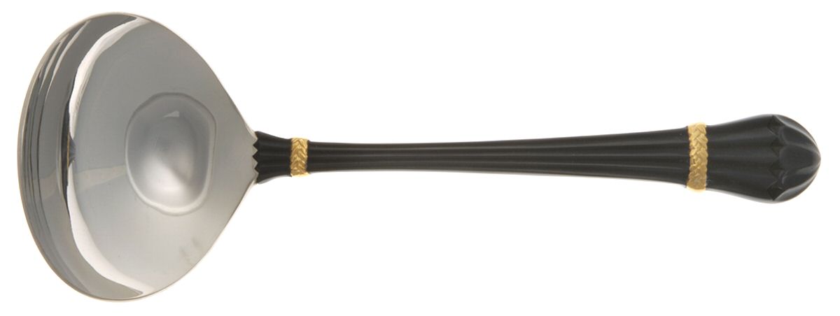 Carouselle-Black (Stainless, Gold Accent) Solid Gravy Ladle by Yamazaki-1
