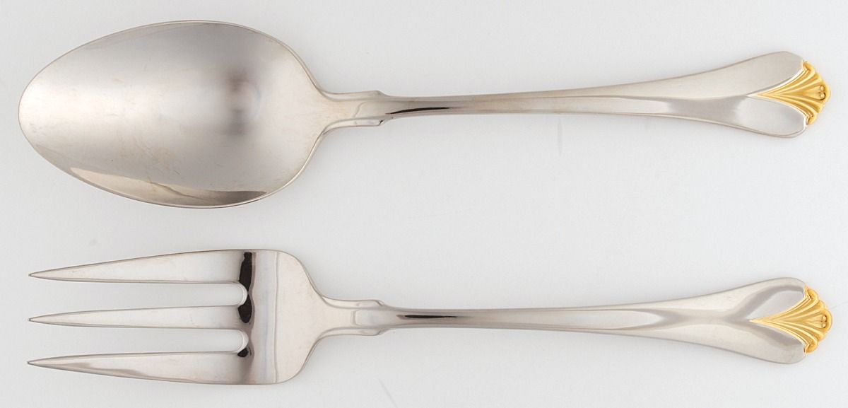 Cara (Stainless, Gold Accent) Solid Serving Set by Yamazaki-1