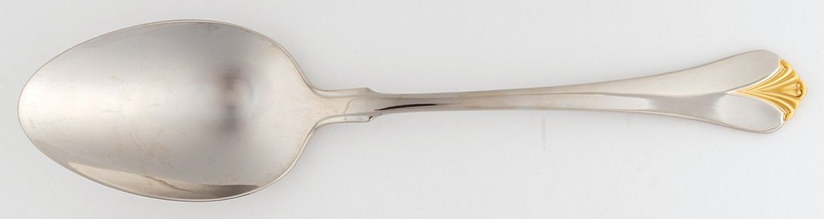 Cara (Stainless, Gold Accent) Solid Serving Spoon by Yamazaki-1