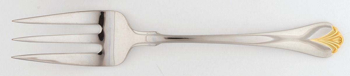 Cara (Stainless, Gold Accent) Solid Serving Fork by Yamazaki-1