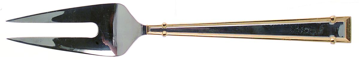 Cartouche (Stainless, Gold Accent) Medium Solid Cold Meat Serving Fork by Yamazaki-1