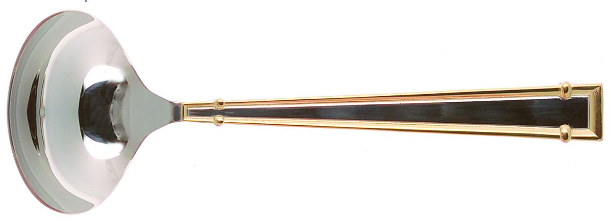 Cartouche (Stainless, Gold Accent) Solid Gravy Ladle by Yamazaki-1