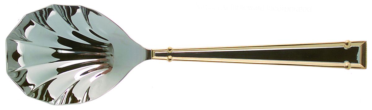 Cartouche (Stainless, Gold Accent) Solid Serving Spoon by Yamazaki-1