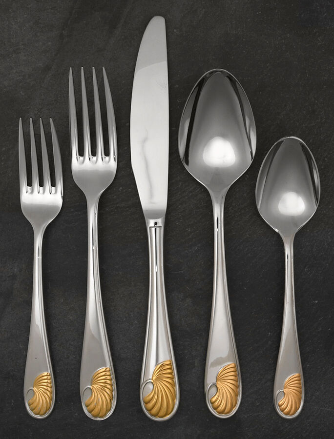 Celine (Stainless, Gold Accent) 5 Piece Place Setting by Yamazaki-1