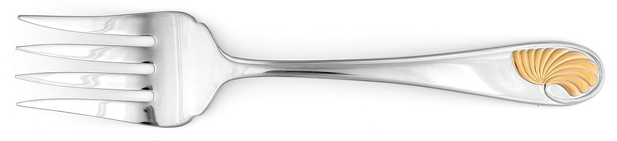 Celine (Stainless, Gold Accent) Solid Serving Fork by Yamazaki-1