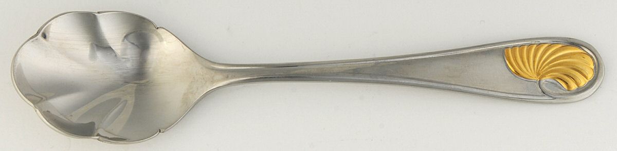 Celine (Stainless, Gold Accent) Sugar Shell Spoon by Yamazaki-1