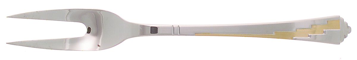 Dakota-Gold Accent (Stainless, Gold Accent) Large Solid Cold Meat Serving Fork by Yamazaki-1