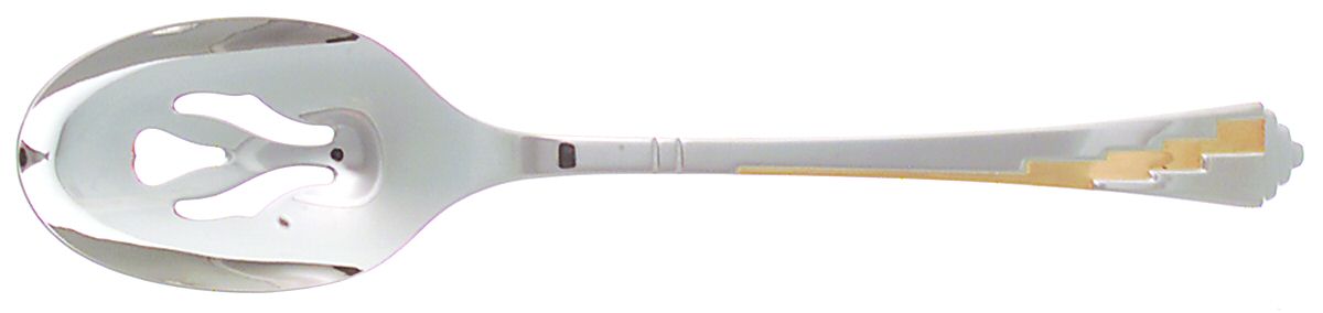 Dakota-Gold Accent (Stainless, Gold Accent) Pierced Tablespoon (Serving Spoon) by Yamazaki-1