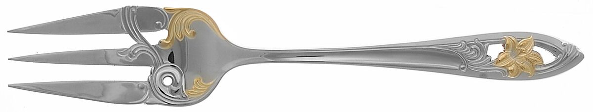 Essence (Stainless, Gold Accent) Large Solid Cold Meat Serving Fork by Yamazaki-1