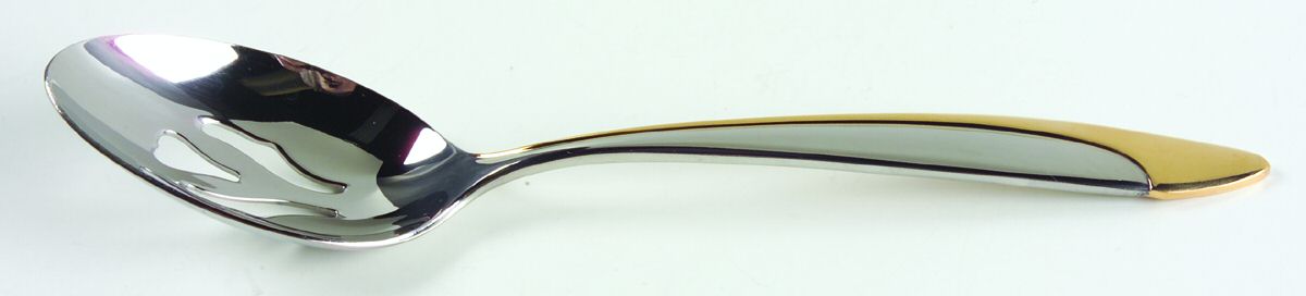 Filar-Gold (Stainless, Gold Accent) Pierced Tablespoon (Serving Spoon) by Yamazaki-1