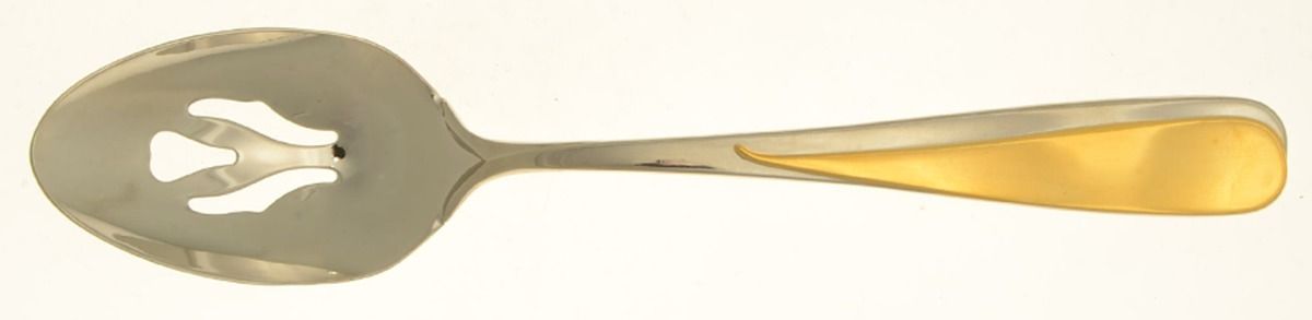 Florian (Stainless-Gold Accent) Pierced Tablespoon (Serving Spoon) by Yamazaki-1