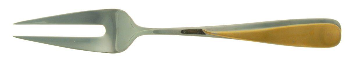 Florian (Stainless-Gold Accent) Large Solid Cold Meat Serving Fork by Yamazaki-1