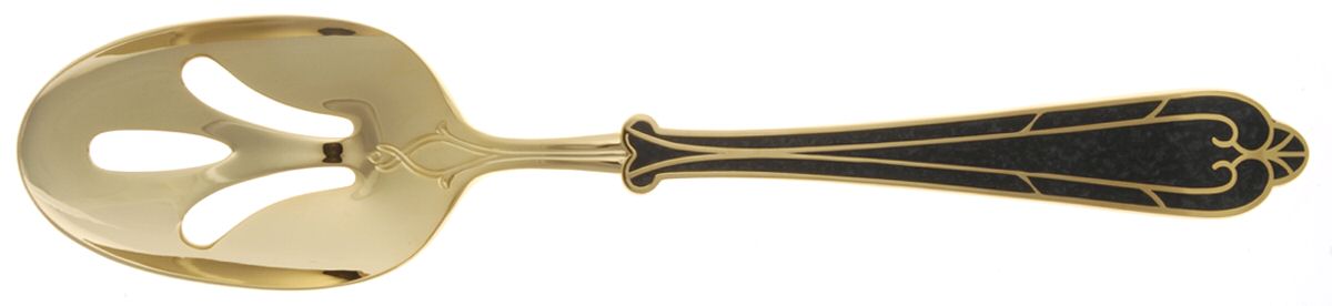 Fortissimo-Black (Gold Electroplate) Pierced Tablespoon (Serving Spoon) by Yamazaki-1